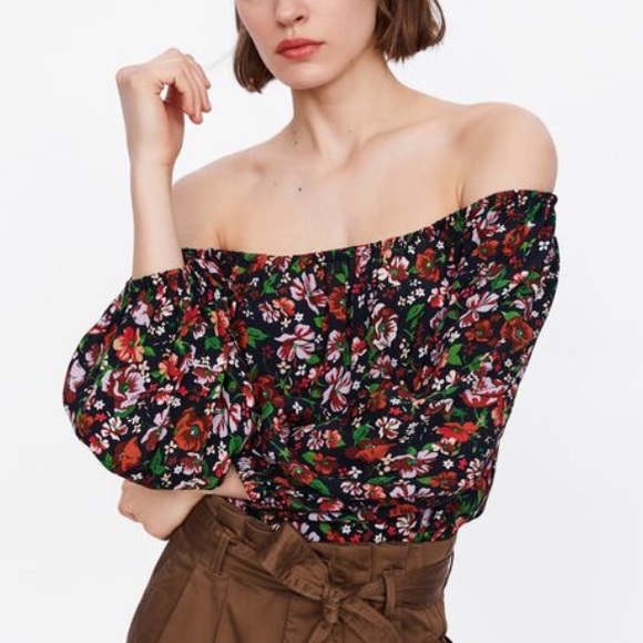Zara Tops - Zara Off The Shoulder Floral Top!